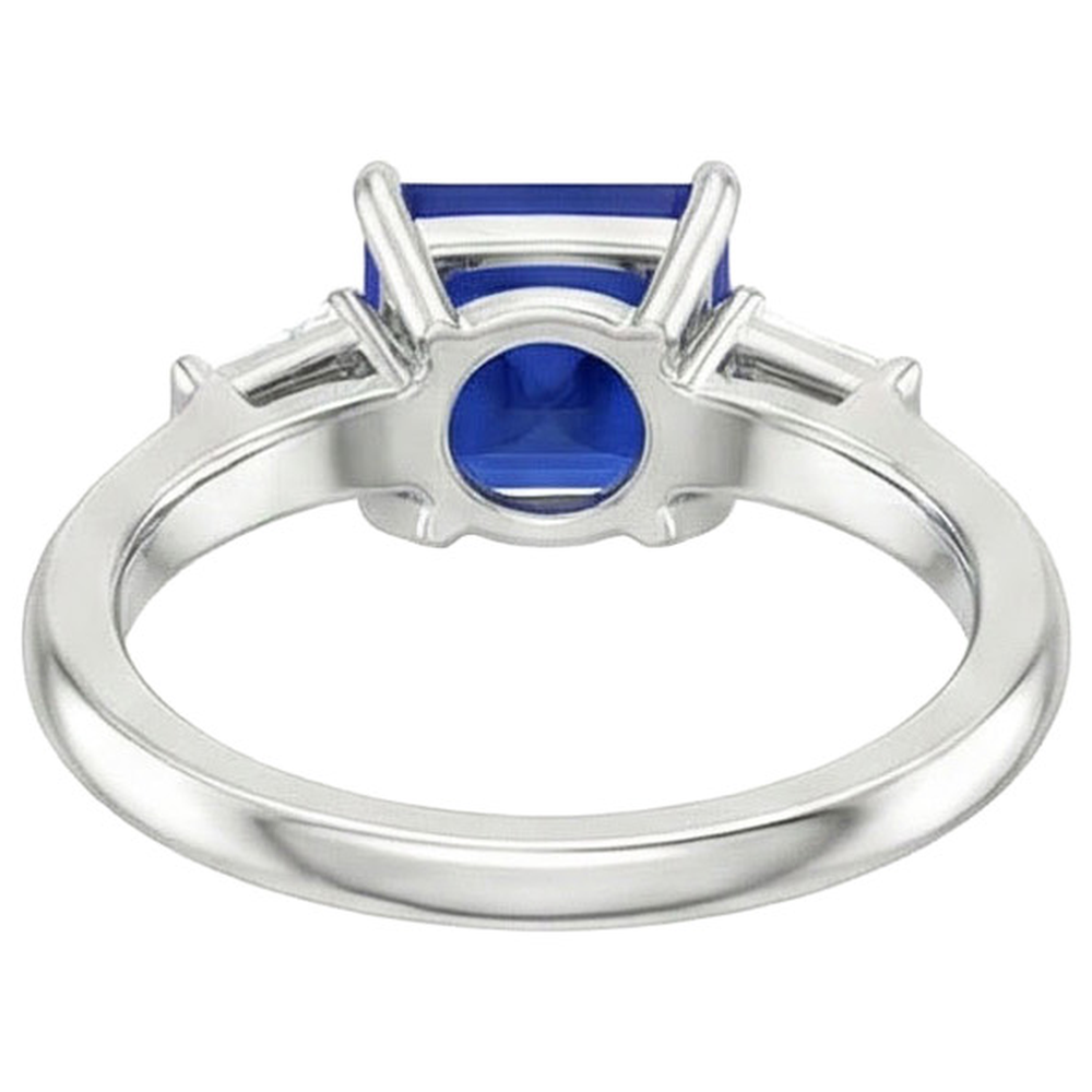 5 Carat Sapphire And Natural Earth Mined Diamond Engagement Ring