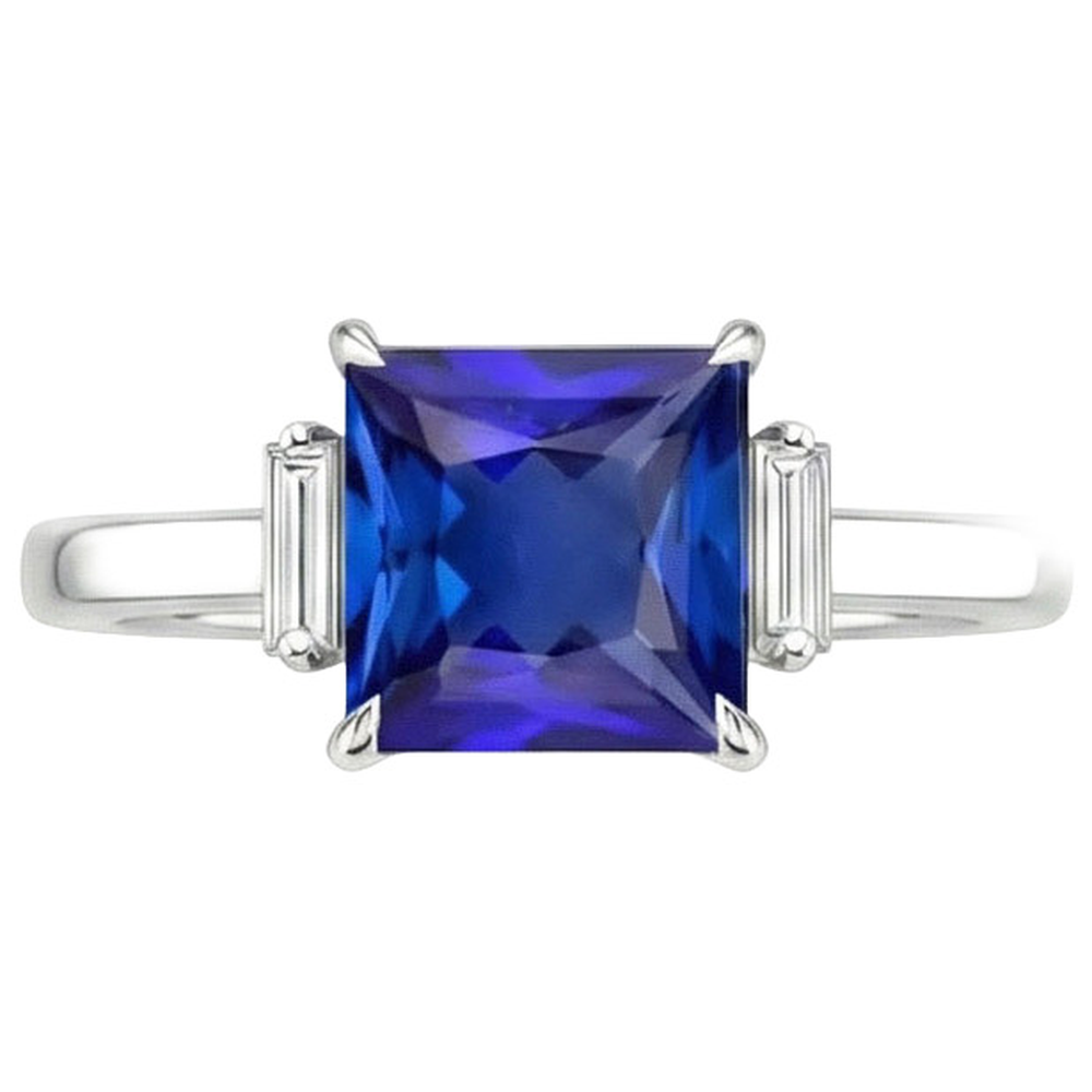 5 Carat Sapphire And Natural Earth Mined Diamond Engagement Ring