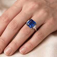 5 Carat Sapphire And Natural Earth Mined Diamond Engagement Ring