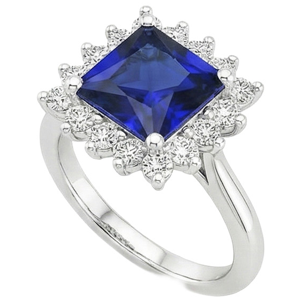 5 Carat Sapphire Halo Engagement Ring