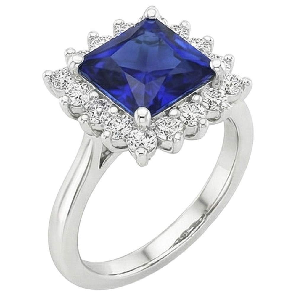 5 Carat Sapphire Halo Engagement Ring