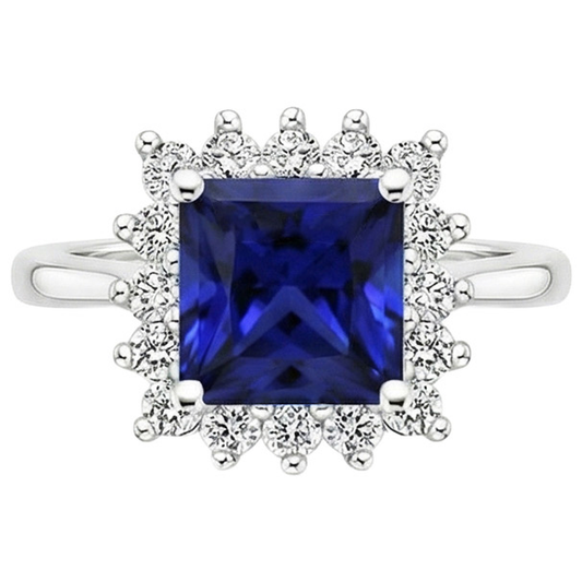 5 Carat Sapphire Halo Engagement Ring
