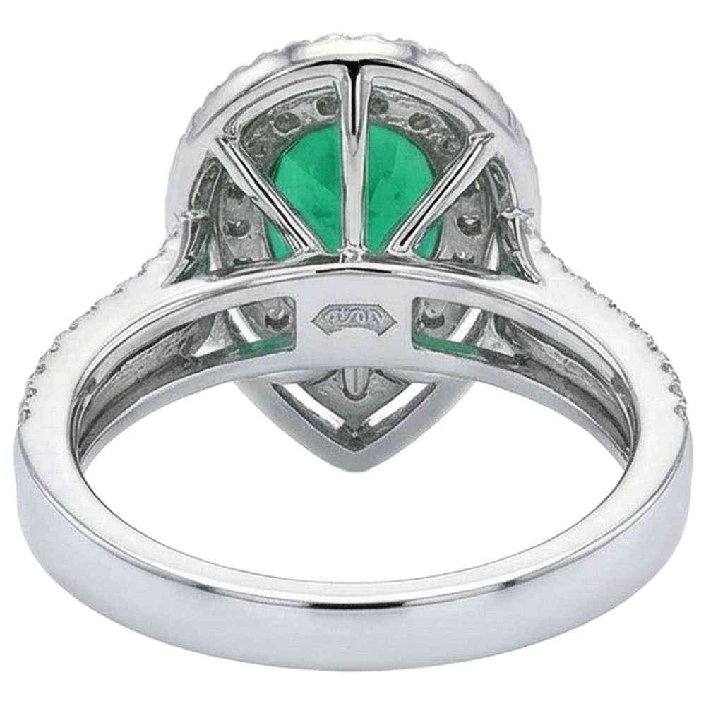 5 Carats Beautiful Pear Green Emerald Natural Earth Mined Diamond Ring White Gold 14K