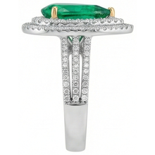 5 Carats Beautiful Pear Green Emerald Natural Earth Mined Diamond Ring White Gold 14K