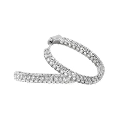 5 Carats Brilliant Cut Real Sparkling Diamonds Hoop Earrings 14K Gold