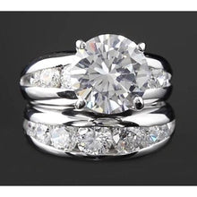 5 Carats Diamond Engagement Ring Set Round White Gold 14K Natural