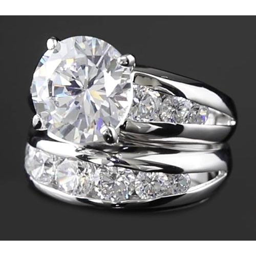 5 Carats Diamond Engagement Ring Set Round White Gold 14K Natural