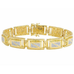 5 Carats Fine Round Cut Real Diamond Men Bracelet Yellow Gold 14K