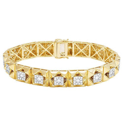 5 Carats Genuine Diamond Square Mens Bracelet Yellow Gold 14K