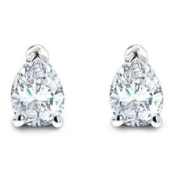 5 Carats Genuine Diamond Stud Solitaire Earring Big Prong Set Pear Cut