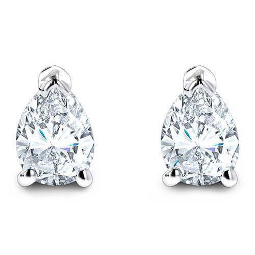 5 Carats Genuine Diamond Stud Solitaire Earring Big Prong Set Pear Cut