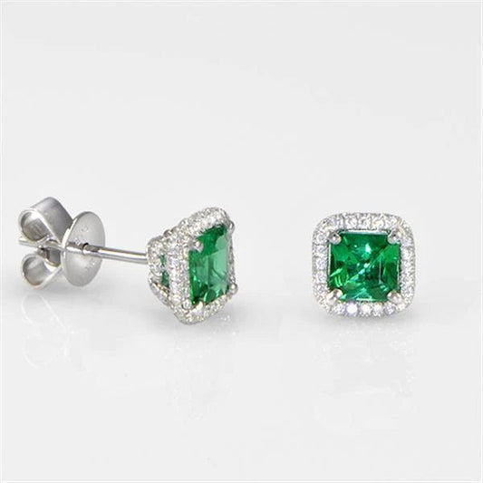natural round emerald 5ct earring front view