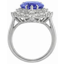 5 Carats Halo Pear Tanzanite & Natural Earth Mined Diamond Engagement Ring