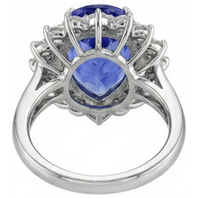 5 Carats Halo Pear Tanzanite & Natural Earth Mined Diamond Engagement Ring