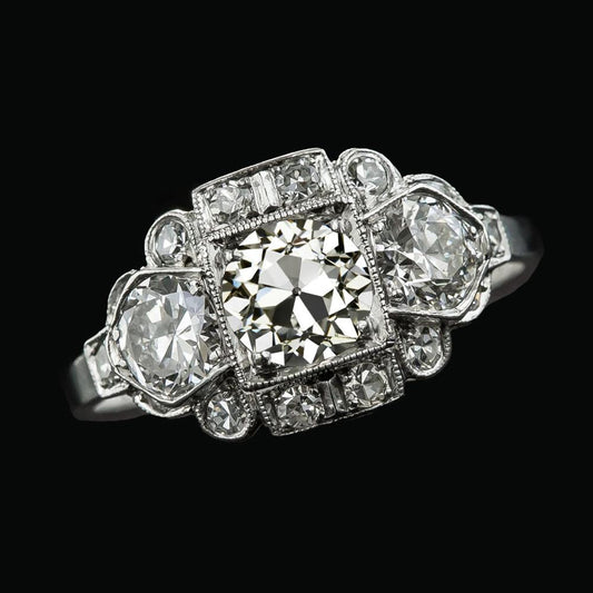 5 Carats Old Cut Round Natural Diamond Ring Milgrain Shank Ladies Jewelry