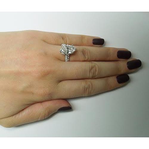 5 Carats Oval And Round Natural Diamond Ring With Accent Jewelry