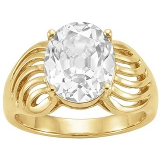 Brilliant Diamond Old Mine Cut Solitaire Ring in 14K Yellow Gold – front view