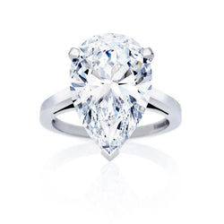 5 Carats Pear Cut Solitaire Genuine Diamond Ring White Gold Fine Jewelry