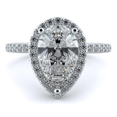 5 Carats Pear Real Diamond Ring White Gold Jewelry