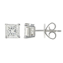 5 Carats Princess Cut Natural Earth Mined Diamond Women Studs Earrings White Gold