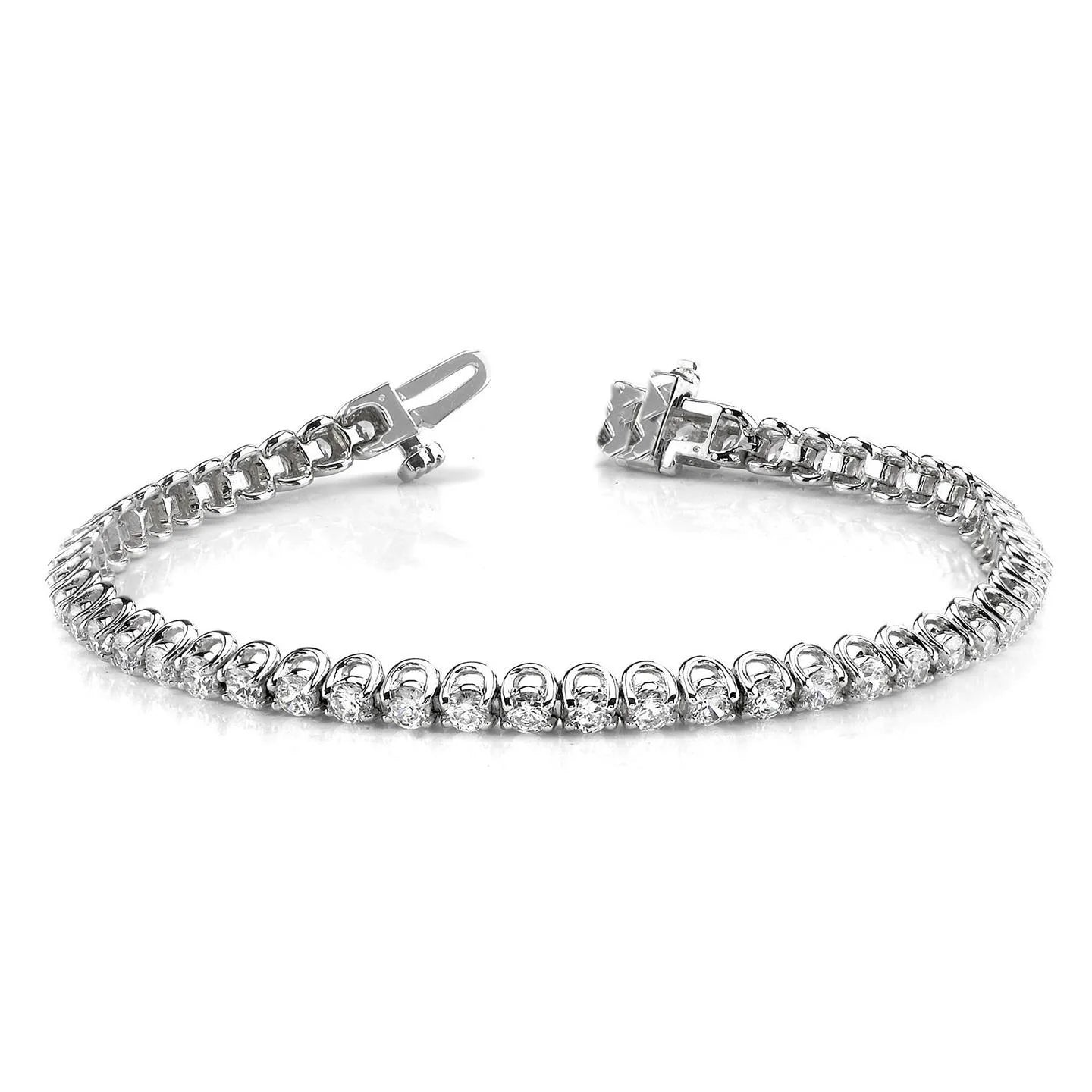 5 Carats Prong Set Brilliant Cut Real Diamonds Tennis Bracelet WG 14K