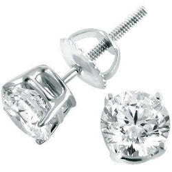 5 Carats Round Cut Real Diamonds Studs Earrings White Gold 14K New