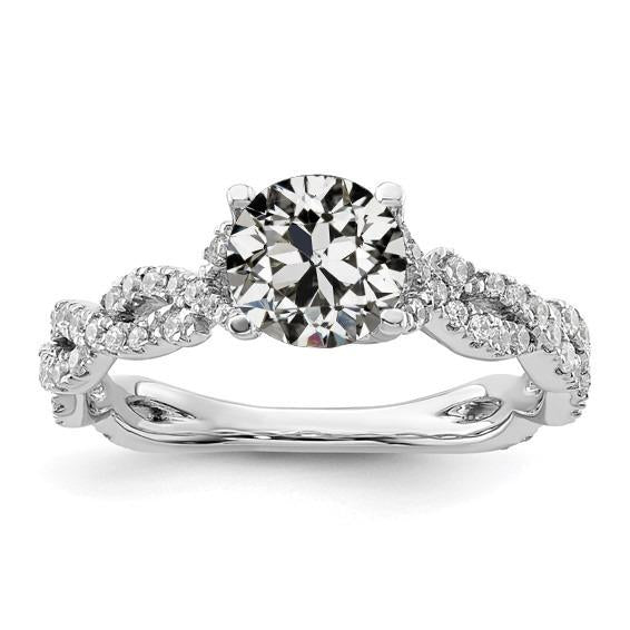 5 Carats Round Old Mine Cut Real Diamond Ring Prong Infinity Style Jewelry
