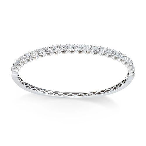 5 Carats Round Real Diamond Bangle White Gold 14K