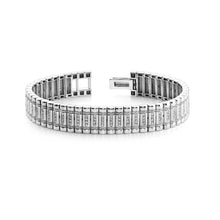 5 Carats Small Round Cut Natural Diamonds Column Mens Bracelet White Gold 14K