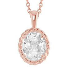 5 Carats Solitaire Real Diamond Slide Pendant Oval Old Miner With Chain