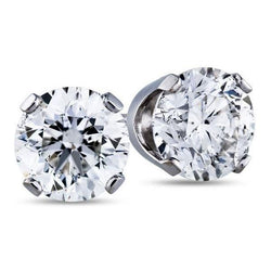 5 Carats Sparkling Real Round Cut Diamond Stud Earring White Gold 14K