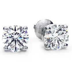 5 Carats Sparkling Round Cut Natural Diamonds Studs Earring White Gold 14K