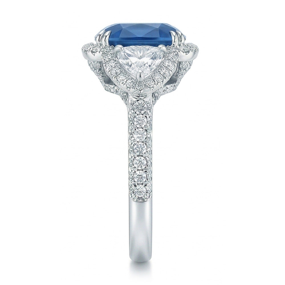 5 Carats Sri Lanka Sapphire Natural Earth Mined DIAMOND ( NOT LAB GROWN )s Ring White Gold 14K