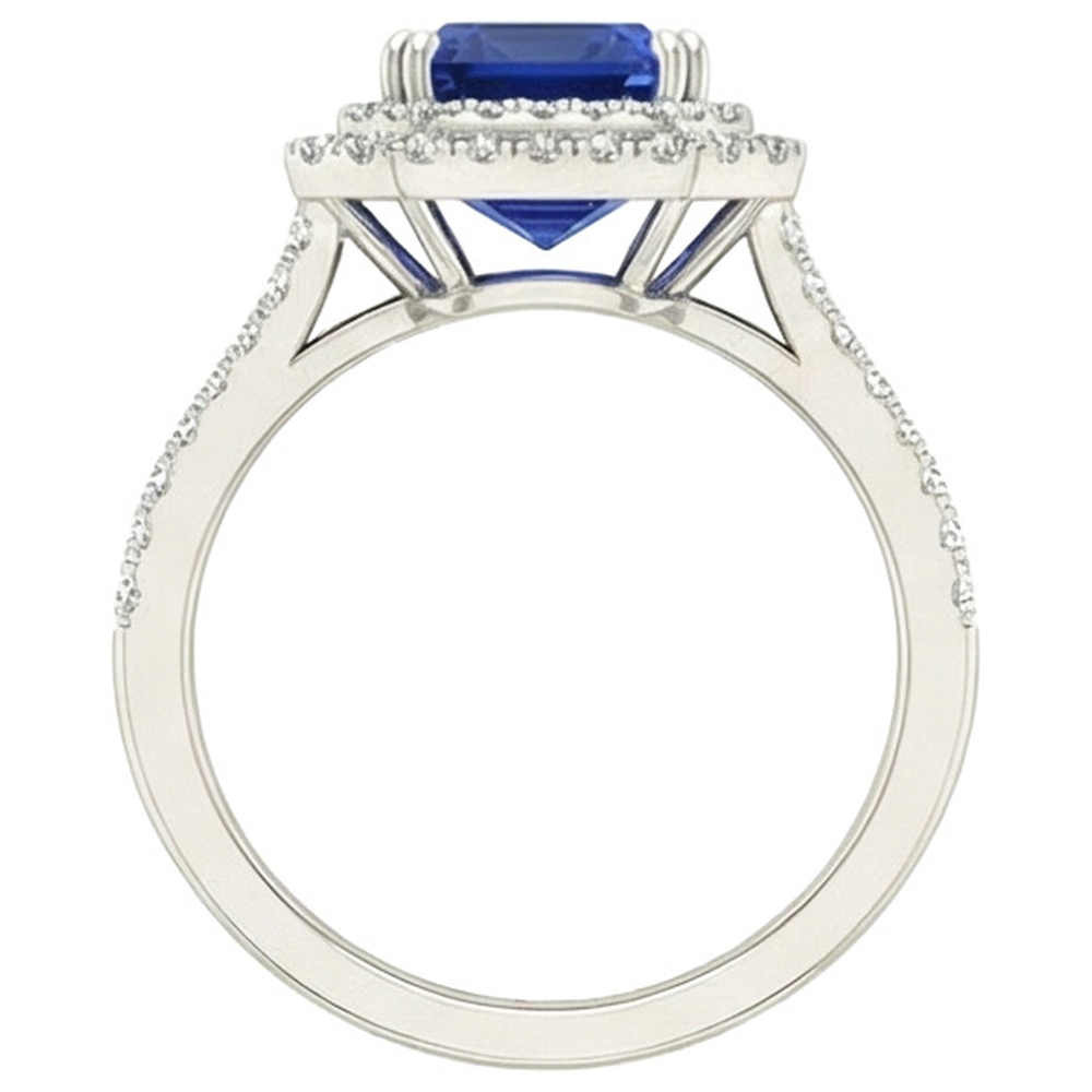 5 Ct. Blue Sapphire With Natural Earth Mined DIAMOND ( NOT LAB GROWN ) Ring Solitaire With Accents Jewellery