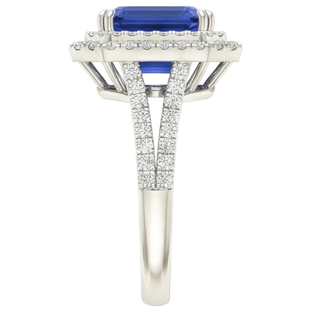 5 Ct. Blue Sapphire With Natural Earth Mined DIAMOND ( NOT LAB GROWN ) Ring Solitaire With Accents Jewellery
