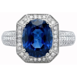 5 Ct. Ceylon Sapphire With Natural Earth Mined DIAMOND ( NOT LAB GROWN )s Engagement Ring White Gold 14K
