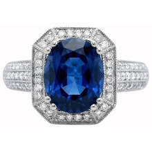 5 Ct. Ceylon Sapphire With Natural Earth Mined DIAMOND ( NOT LAB GROWN )s Engagement Ring White Gold 14K