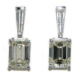 5 Ct Emerald And Baguette Cut Natural Diamond Drop Earring
