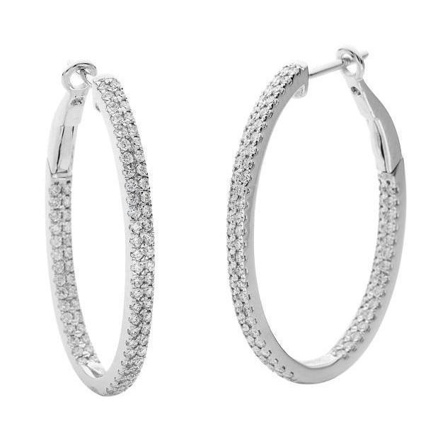 5 Ct Genuine Diamonds White Gold Women Hoop Earrings Round Brilliant Cut