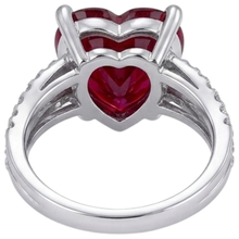 5 Ct Prong Set Red Heart Cut Ruby With Natural Earth Mined Diamond Ring White Gold 14K