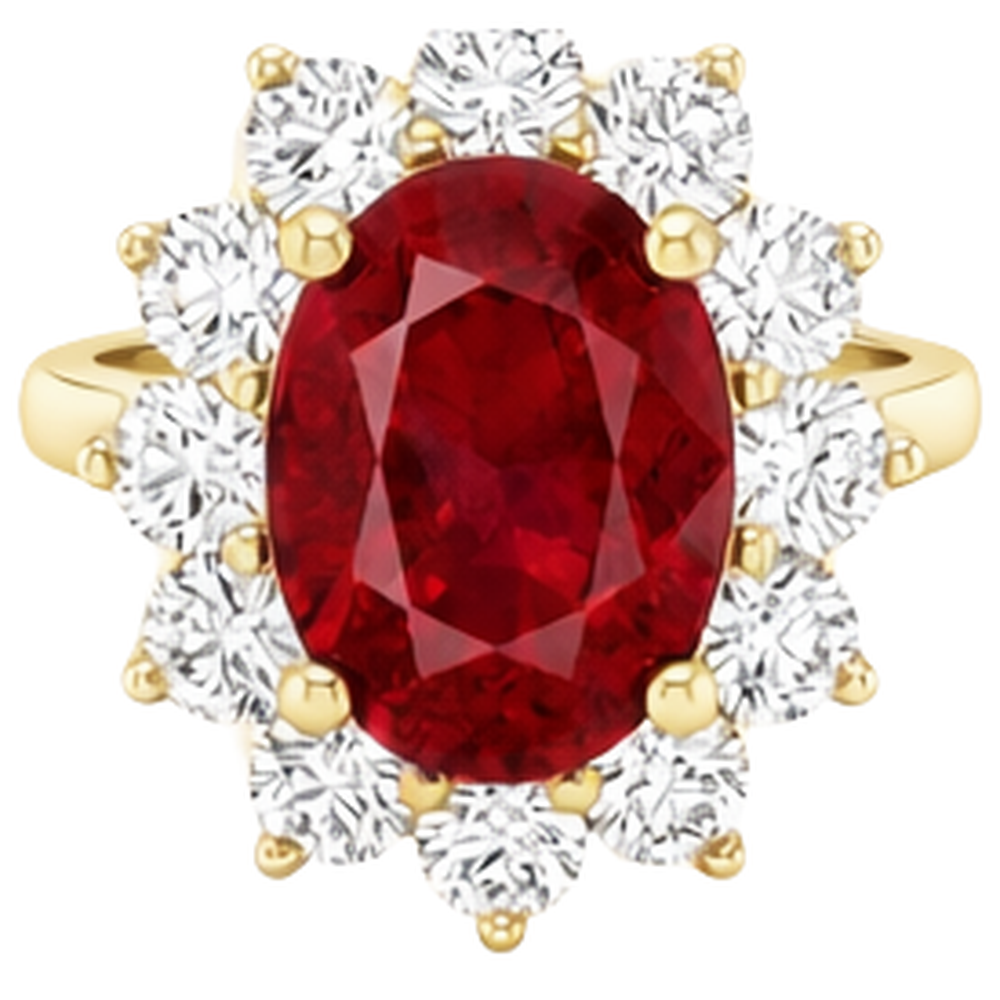 5 Ct Red Ruby Natural Earth Mined Diamond Wedding Ring 14K Yellow Gold