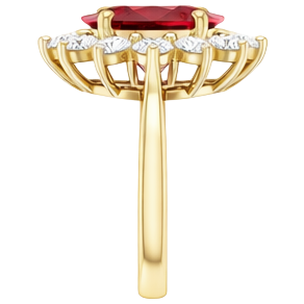 5 Ct Red Ruby Natural Earth Mined Diamond Wedding Ring 14K Yellow Gold