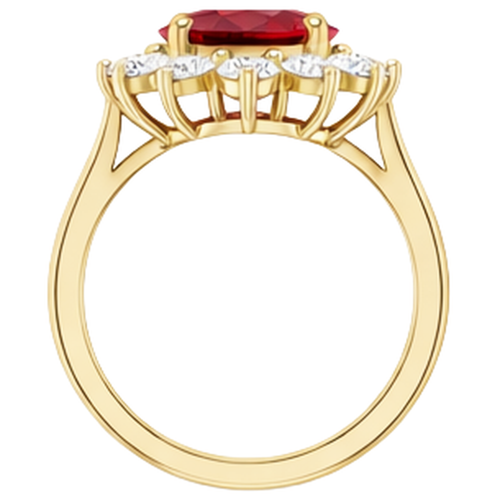 5 Ct Red Ruby Natural Earth Mined Diamond Wedding Ring 14K Yellow Gold