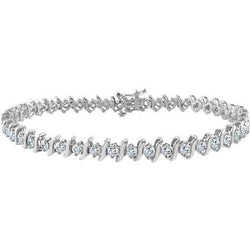 5 Ct Round Brilliant Cut Real Diamond Tennis Bracelet Solid White Gold 14K