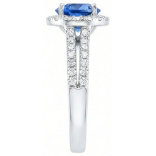 5 Ct Round Ceylon Sapphire With Natural Earth Mined DIAMOND ( NOT LAB GROWN )s Ring White Gold 14K