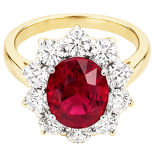 5 Ct Round Cut Ruby With Natural Earth Mined Diamonds Ring 14K Gold