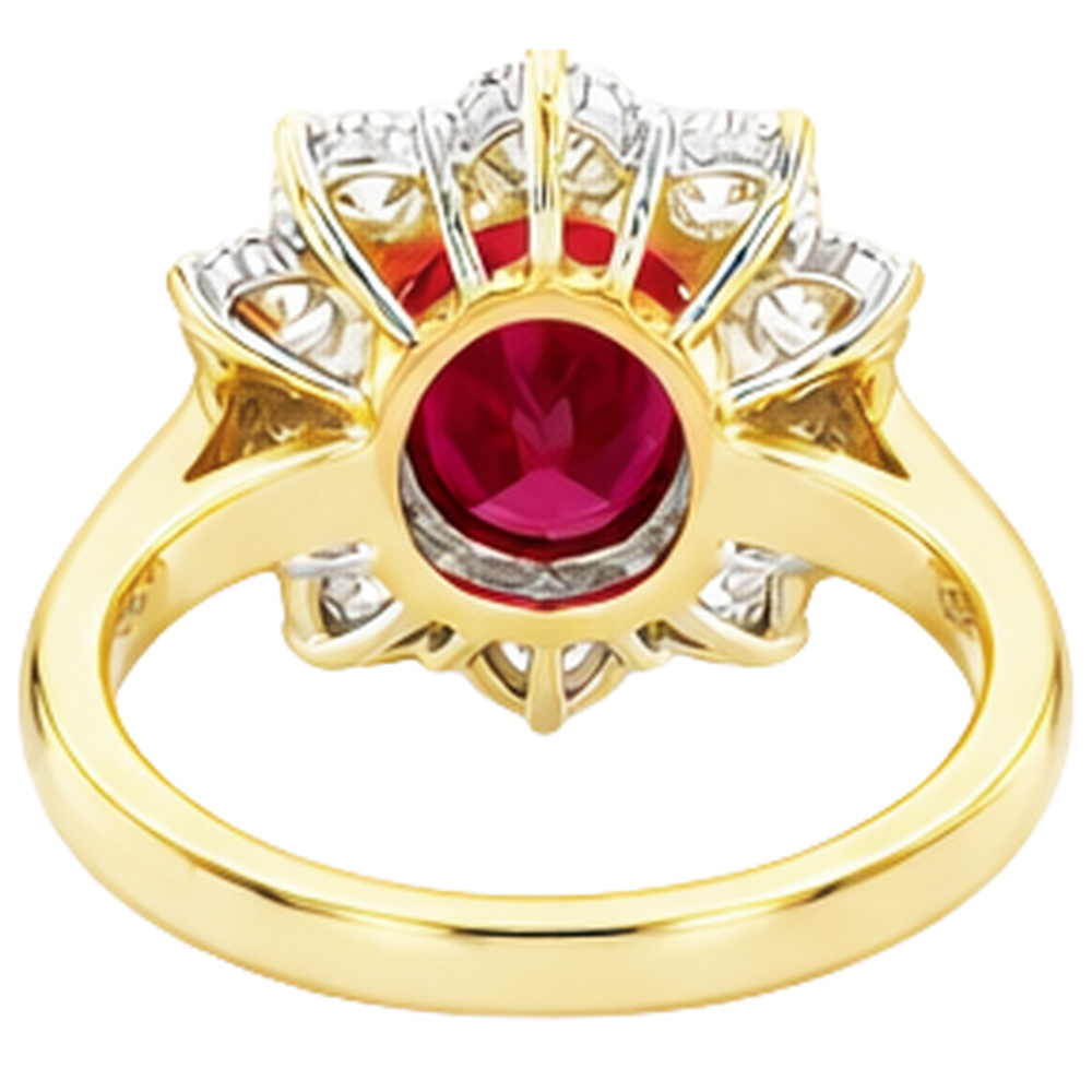 5 Ct Round Cut Ruby With Natural Earth Mined Diamonds Ring 14K Gold