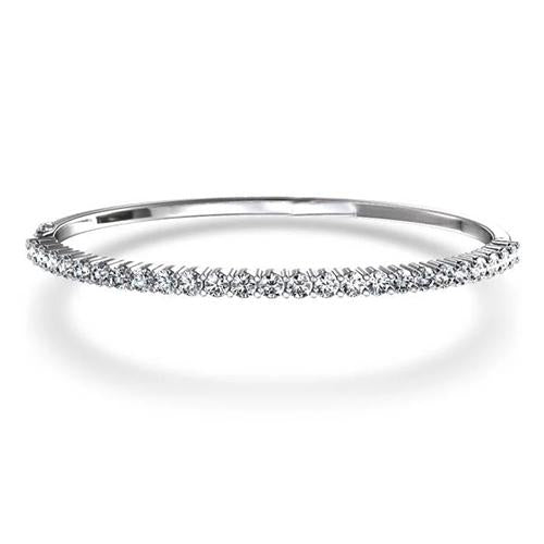 5 Ct Round Natural Diamond Bangle 14K White Gold
