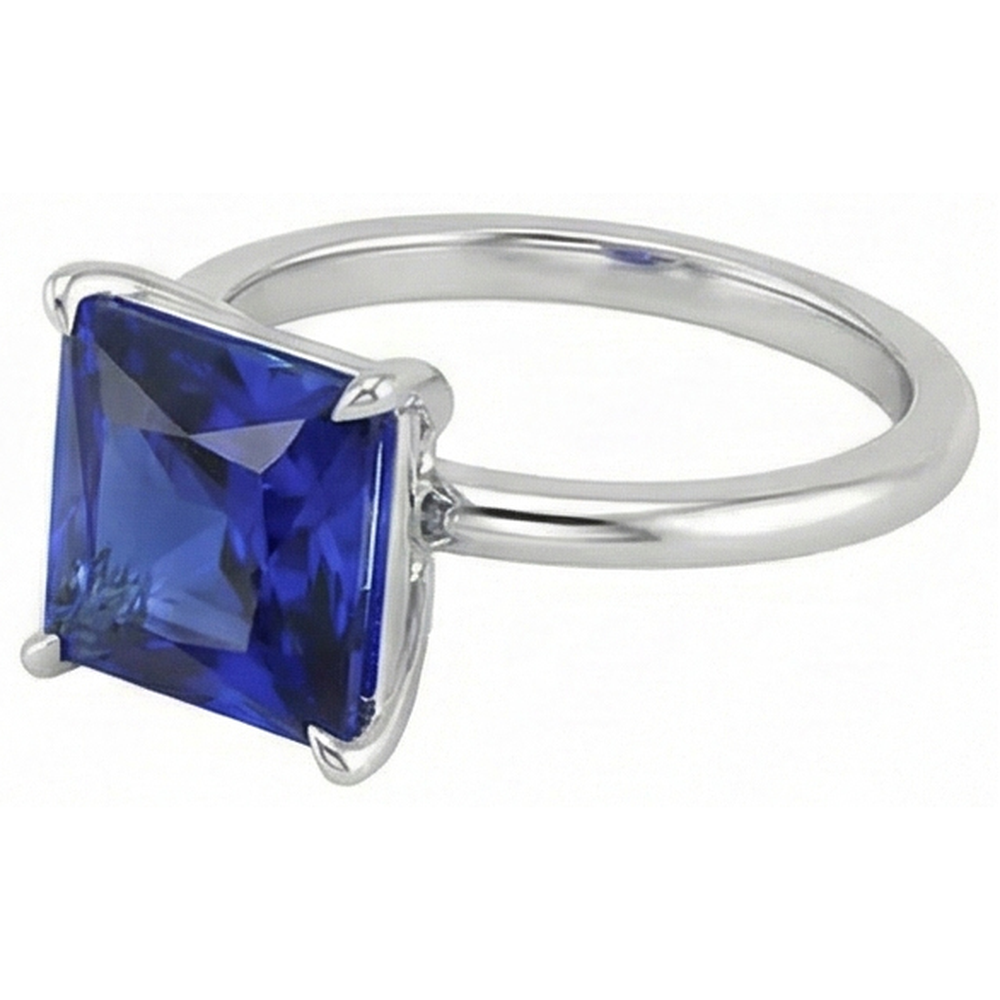 5 Ct Square Cut Sapphire Solitaire Ring