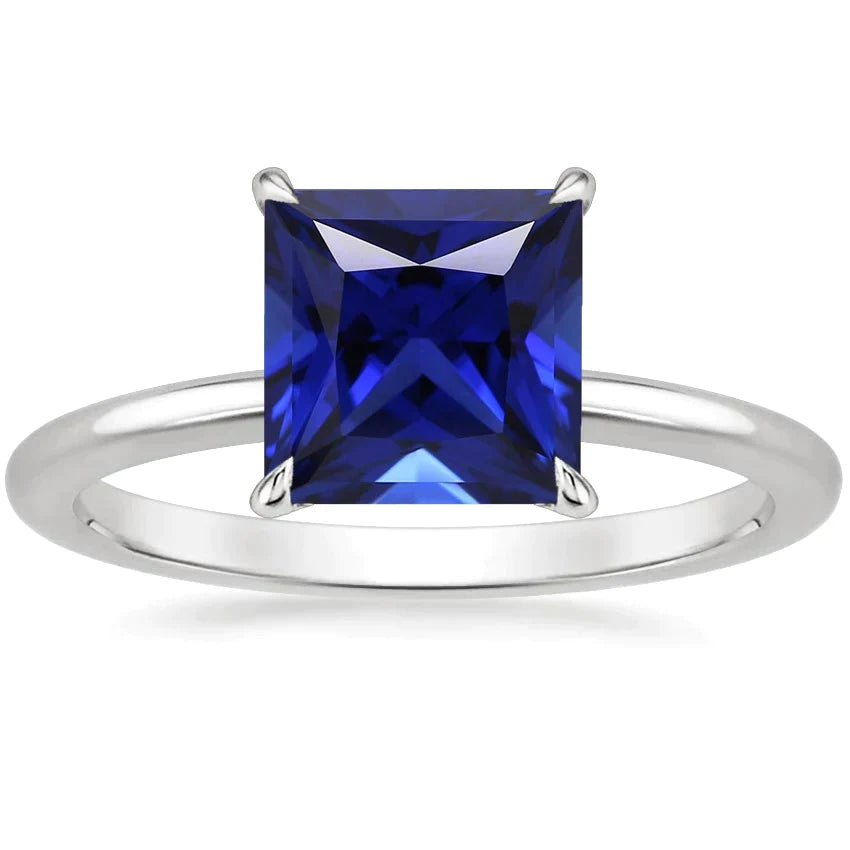 5 Ct Square Cut Sapphire Solitaire Ring